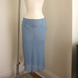 Collette Dinnigan Pastel Blue 100% Silk Sheer Slip Style Skirt